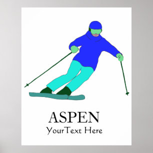 Skier Snow Skiing Ski Party  Custom Text   Poster