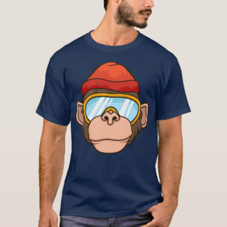 Skier Snowboard Skiing Monkey Head Lover Gift T-Shirt