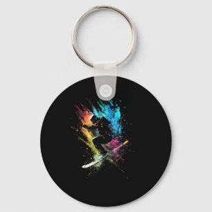 Skier Splash Art Freestyle Skiing Skiing Retro Ski Keychain