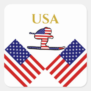 SKIER SQUARE STICKER