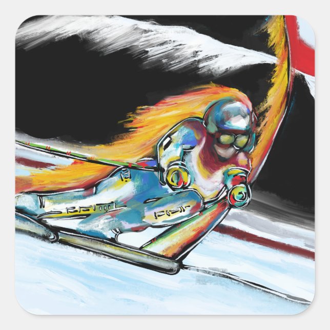 SKIER SQUARE STICKER (Front)
