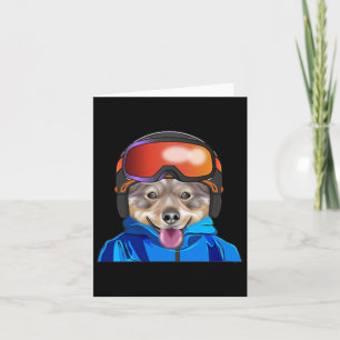 Skier Swedish Vallhund Snowboarding Pocket Card