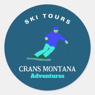  Skier Winter Sport Ski Adventures Personalized  Classic Round Sticker