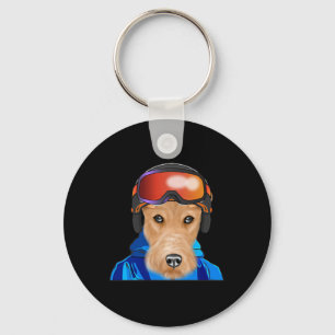 Skier Wire Fox Terrier Snowboarding Pocket Keychain