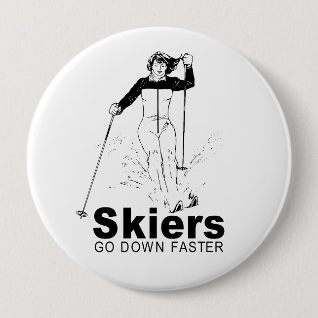 Skiers 4 Inch Round Button (Front)