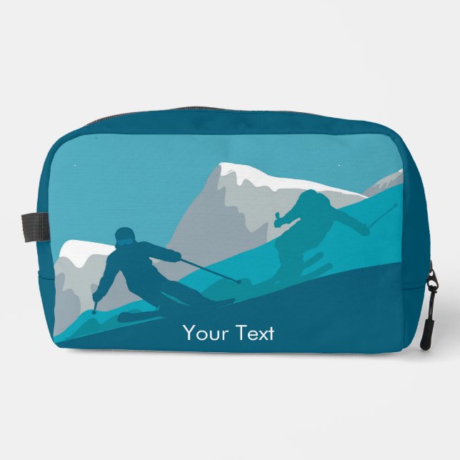 Skiers Alpine Skiing Personalized  Dopp Kit (Front)