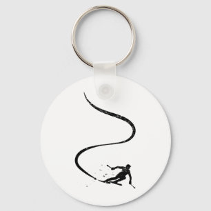 Skiers Downhill Mountains Ski Sport Ski Skiing Gif Keychain