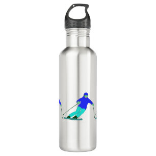 Skiers Downhill Skiing  710 Ml Water Bottle