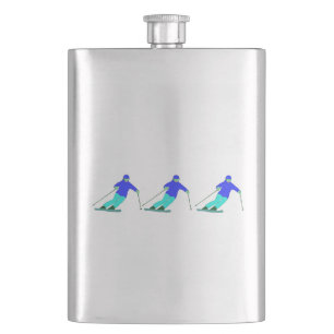 Skiers Downhill Skiing  Hip Flask