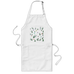 Skiers Downhill Skiing Illustration  Long Apron