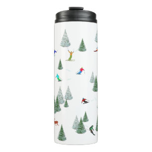 Skiers Downhill Skiing Illustration  Thermal Tumbler