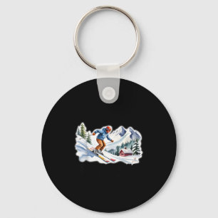 Skiers Men Still Go Skiing In Their Seventies Birt Keychain