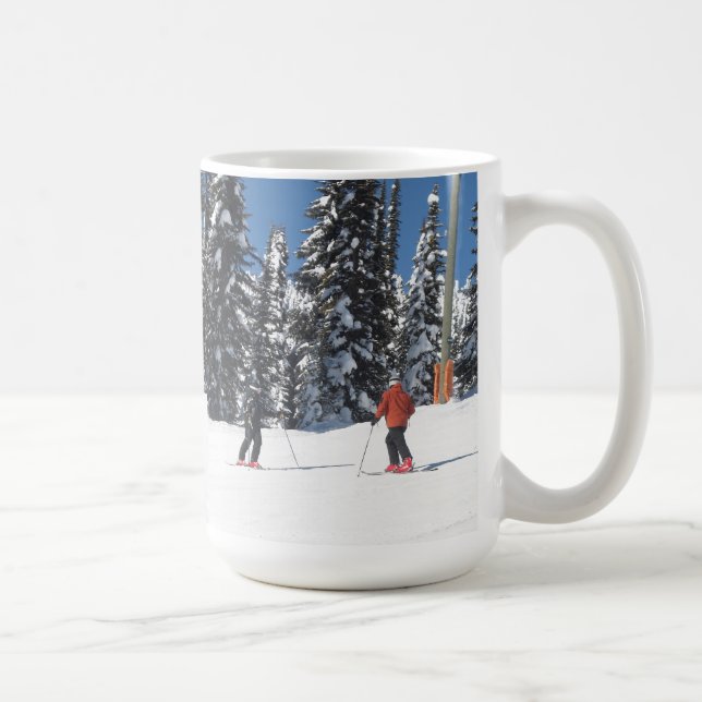 Skiers on a Snowy Slope Coffee Mug (Right)