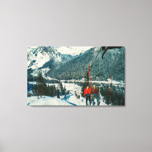 Skiers on the ChairliftSnoqualmie Pass, WA Canvas Print