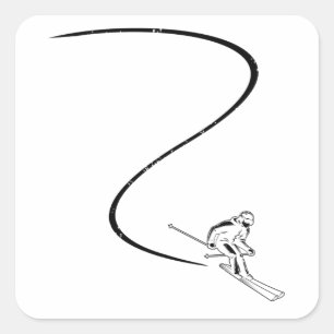 skiers   Ski Skis Skiing Winter Gifts Square Sticker