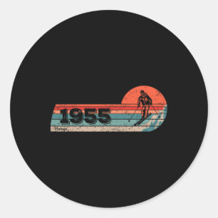 Skiers Skier Vintage Born 1955 Birthday Skiing Ski Classic Round Sticker