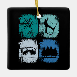 Skiers Skiing Winter Sports Ceramic Ornament