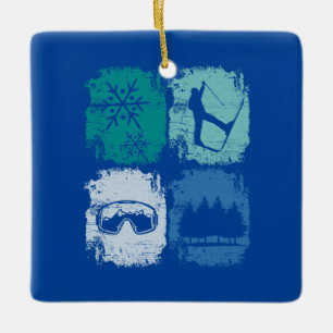 Skiers Skiing Winter Sports Ceramic Ornament