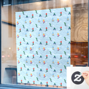 Skiers Snowboarders Moguls Winter Sport Ski Shop Window Cling