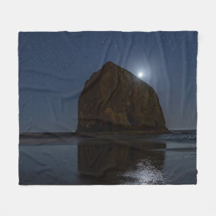 Skies Above Haystack Rock   Cannon Beach, Oregon Fleece Blanket