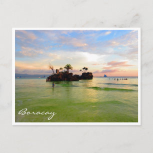 skies boracay rock postcard
