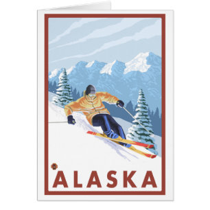 Skieur de neige de Downhhill - Alaska