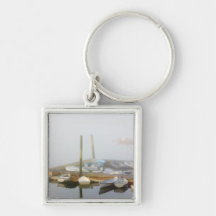 Skiffs and morning fog in Southwest Harbour, Keychain