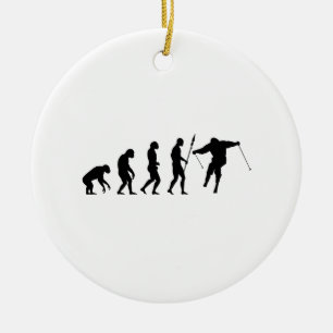 skiier evolution ceramic ornament