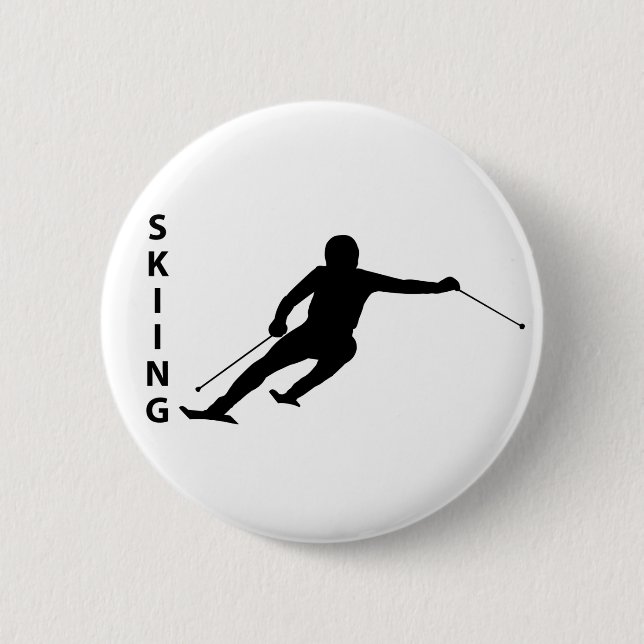Skiing 2 Inch Round Button (Front)