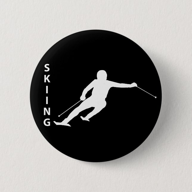 Skiing 2 Inch Round Button (Front)