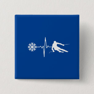 Skiing 2 Inch Square Button