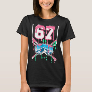 Skiing 67 Six Seven Funny Dripping Goggles Mountai T-Shirt