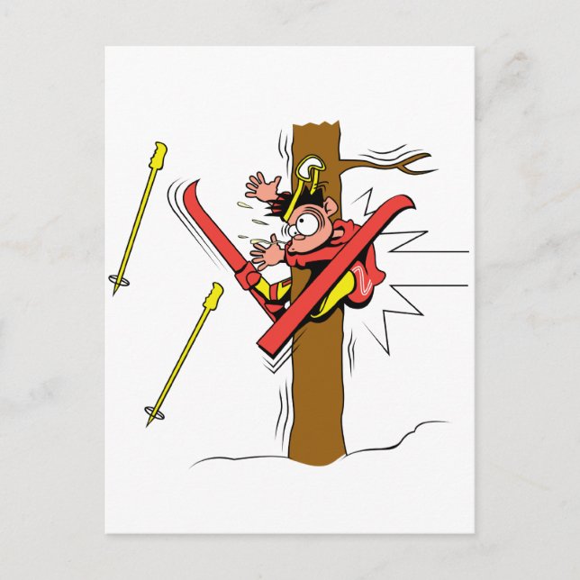 Skiing Accident Postcard (Front)