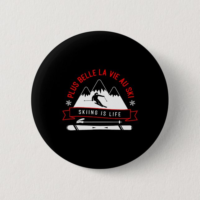 Skiing Adventure Enthusiast Graphic Art  2 Inch Round Button (Front)