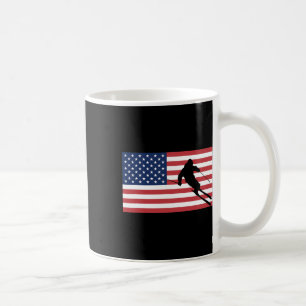 Skiing American Flag Ski Skier Men Women Snow Skii Coffee Mug
