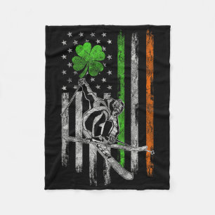 Skiing American Irish Flag St Patricks Day Shamroc Fleece Blanket
