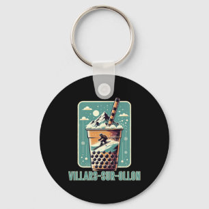 Skiing And Apres Ski - Villars-sur-ollon Switzerla Keychain