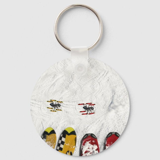 Skiing Ants, Passing Through Keychain (Front)