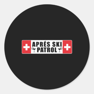 Skiing Apres Ski Patrol Skier Winter Sports Classic Round Sticker