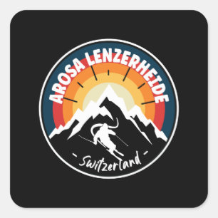 Skiing Arosa Lenzerheide Switzerland Vintage Square Sticker