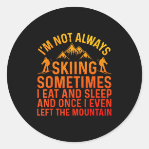 Skiing Art For Men Women Kids Winter Srt Ski Lover Classic Round Sticker