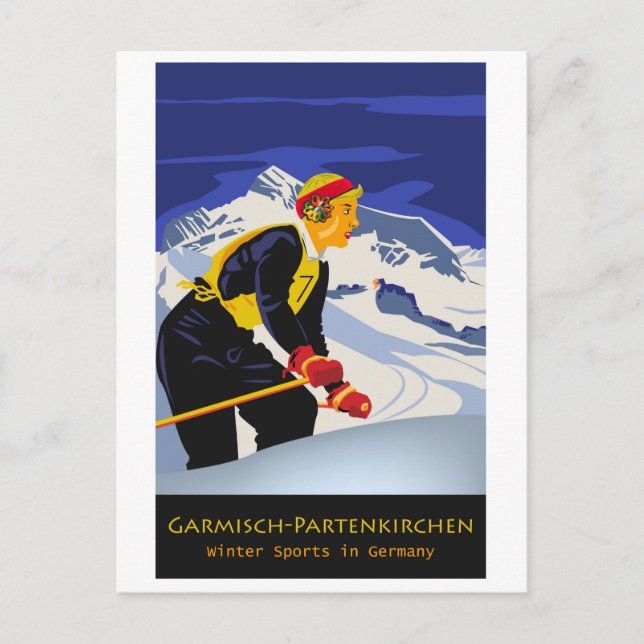 Skiing at Garmisch-Partenkirchen, Germany Postcard (Front)