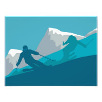Skiing At Mountains - Skiers Abstract Illustration