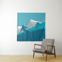 Skiing At Mountains - Skiers Abstract Illustration