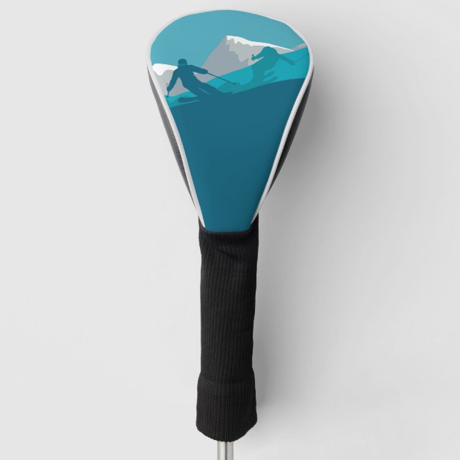 Skiing At Mountains - Skiers  Golf Head Cover (Front)