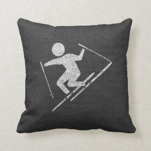 Skiing At Play Throw Pillow