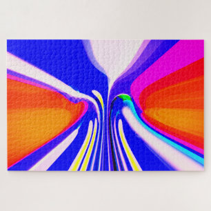 Skiing at sunset art jigsaw puzzle