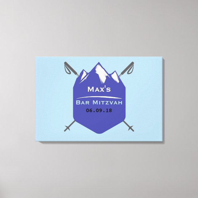 SKIING Bar Bat Mitzvah Memory Sign-In Board Canvas Print (Front)