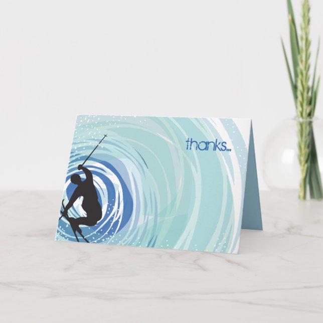 SKIING Bar Mitzvah Thank You Card (Front)