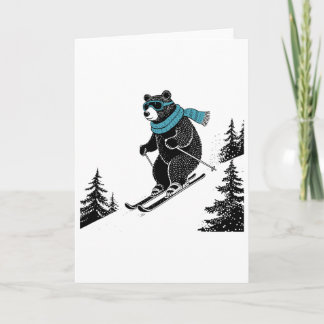 Skiing Bear, Funny Wintersports, Dad Ski Slope, Fu Card
